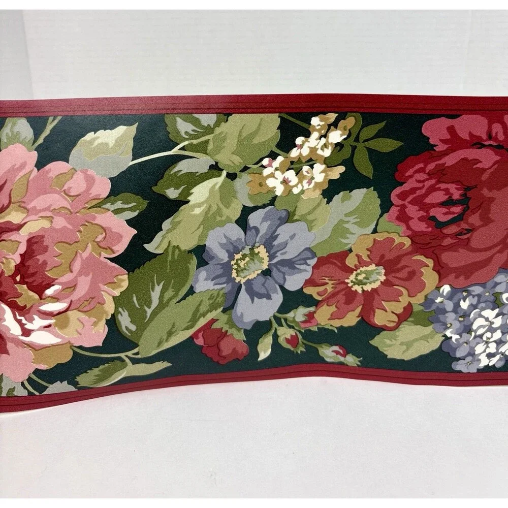 VTG 14’ of Candlewood Floral Wallpaper Border #D96 13898-013.